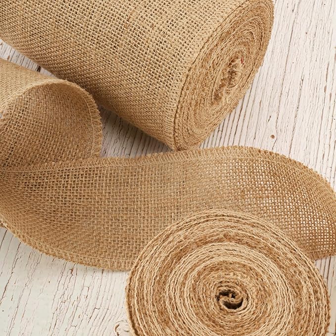 LaRibbons 6 Inch Burlap Wide Fabric Craft Ribbon，10 Yard, Natural Brown Ribbon for Bow Crafting,Wreath-Making, Tree Decoration