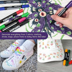 U.S. Art Supply Super Markers 20 Unique Colors Dual Tip Fabric & T-Shirt Marker Set-Double-Ended Fabric Markers with Chisel Point and Fine Point Tips - 20 Permanent Ink Vibrant and Bold Colors