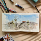 tumuarta Square Watercolor Journal, 5.5x5.5”, 140 LB, 300 GSM, Cotton Paper, Cold Press, 24 Sheets, 48 Pages, Watercolor Paper Notebooks for Use As Travel Sketchbooks Mixed Media Pad On The Go…