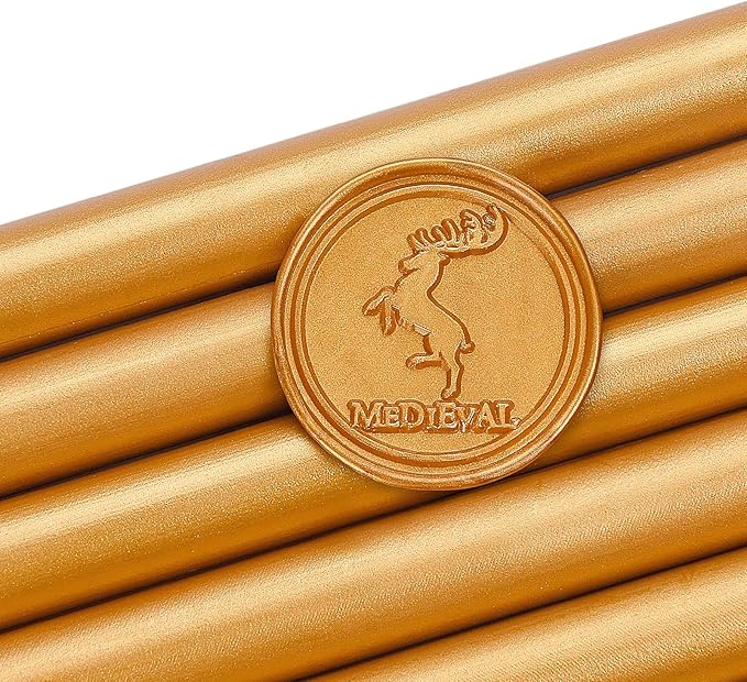 Amber Gold Wax Seal Sticks for Standard Size Hot Melting Glue Gun - Pack of 12
