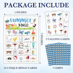 Summer Bingo Cards, Summer Party Bingo Cards for Adults, Hawaiian Bingo Games for Birthday Party Beach Luau Party, 24 Players Party Activity Favor Decoration Supplies, 01