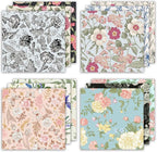 24 Sheets 12 Designs Scrapbook Paper Pad,6"×6” Single-Sided Decopodge Craft Cardstock Paper, Christmas Scrapbooking DIY Decorative Background Cardmaking Supplies.Flowers