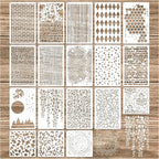 Cubist Mixed Media Layering Stencils for Painting on Wood, Texture Demask Leaf Tree Brick Striped Background Pattern Stencils for Crafts Wall Shoe Cards Canvas Furniture (Texture)