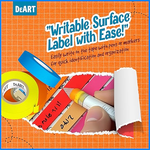 DEART Masking Tape 8 or 12 Pack 1 inch Colored Painters Tape for Arts & Crafts Labeling or Coding, Kids Art Supplies Color Tape Rolls, Craft Tapes Colorful Masking Tape (12)