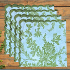 Ridhi Olive Green Hand Block Print Napkins 18" x 18" Set of 4 Reusable Cotton Dinner Napkins for Weddings, Parties & Everyday Dining, Thanksgiving, Christmas, Fall