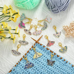 BEEFLYING 16Pcs Butterfly Stitch Marker Charms for Crocheting and Knitting, Removable Alloy Enemal Crochet Knit Stitch Marker Pendant with Lobster Clasp for Sewing Quilting Handmade Jewelry