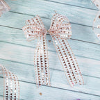 MEEDEE Heart Wired Ribbon - 2.5 Inch Rose Gold & Pink Sheer Organza Ribbon, 25 Yards Roll, Perfect for Valentine Bows & Decor
