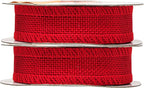 Mandala Crafts Red Burlap Ribbon 1 Inch Wide Jute Ribbons for Crafts - 20 Yds Roll Rustic Burlap Wrap Trim Ribbons for Wreaths Bows Wedding Party Decoration