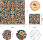 Quera 50 Pack William Morris Cocktail Napkins Vintage Floral Blue Paper Napkins Disposable Dessert Dinner Baby Shower Party Supplies Napkins Decorative -5 X 5 Inches
