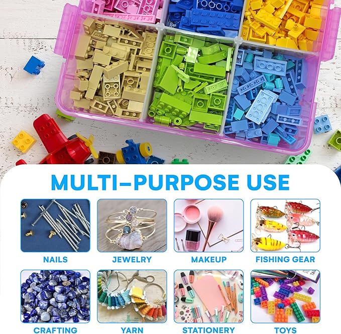 Bins & Things Bead Organizer with Adjustable Compartments - Durable Toy Organizers and Storage Solution for Dolls, Crafts, Mini Toy Figures, Jewelry and Beads - 3 Tier, 18 Compartments