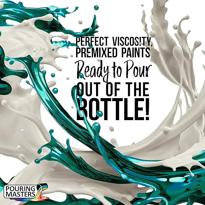 Pouring Masters Magic Aqua/Violet Iridescent Special Effectsr Acrylic Pouring Paint - Premium 32-Ounce Pre-Mixed Fluid Acrylic Paint - Fluid Art Supplies for Canvas, Wood, Paper, Tile & Rocks