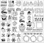 Whaline 5 Sheet Christmas Clear Stamps Wreath Snowman Gnome Silicone Transparent Stamps Greeting Words Border Stamp Cards for DIY Craft Card Making Scrapbooking Embossing Album Decor
