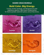 The Crafter's Workshop Stencil Butter - Mardi Gras Acrylic Paint Set - Boutique Metallic Texture Paste for Art, Canvas, Journals, & Cards - 4 x 2oz Jars