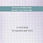 2 Sheets of 14 Count Pre-Gridded Aida Cloth – 21 x 21 Inch White with Green Guidelines Pre-Cut Fabric Squares – Cross Stitch Fabric – 100% Cotton – Ideal for Needlework – The Knotty Unicorn