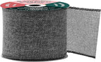 Mandala Crafts Gray Burlap Wired Ribbon 3 Inches Wide Jute Ribbons for Crafts - 10 Yds Roll Rustic Burlap Wrap Trim Ribbons for Wreaths Bows Party Decoration