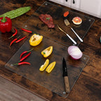 Murrey Home Glass Cutting Board for Kitchen Counter, Tempered Glass Chopping Boards Dishwasher Safe, Small Clear Countertop Tray, Scratch Resistant, Heat Resistant, Non Toxic, Clear, 20"x16"