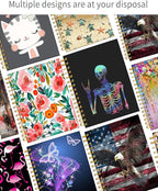 iampanda Spiral Journal Notebook,Funny Cool Strong TwinWire Binding with Premium Paper for Girl Women,60 Sheets A5 College Ruled NotebookJournal,Perfect for School Office Home Gifts,Colorful Skull