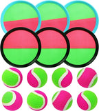 Toss and Catch Ball Game Set with 6 Paddles 8 Balls, Outdoor Beach Toys for Kids and Family, Great Gift Idea