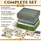 10 DND Game Mats and a lot More - Includes 6 Dungeons & Dragons Board Game Battle Maps (1" Hex Grid), Huge Size 22x26-4 3D Battle Arenas, 140+ Reusable Stickers, 4 Markers & Eraser, by EverGame