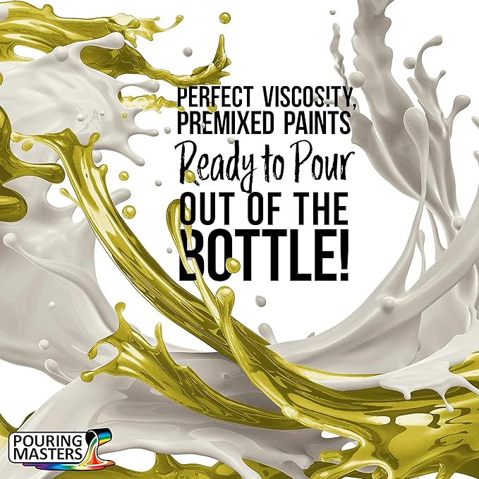 Pouring Masters Lemon Zest Metallic Pearl Ready to Pour Acrylic Pouring Paint - Premium 32-Ounce Pre-Mixed Fluid Acrylic Paint - Fluid Art Supplies for Canvas, Wood, Paper, Tile & Rocks