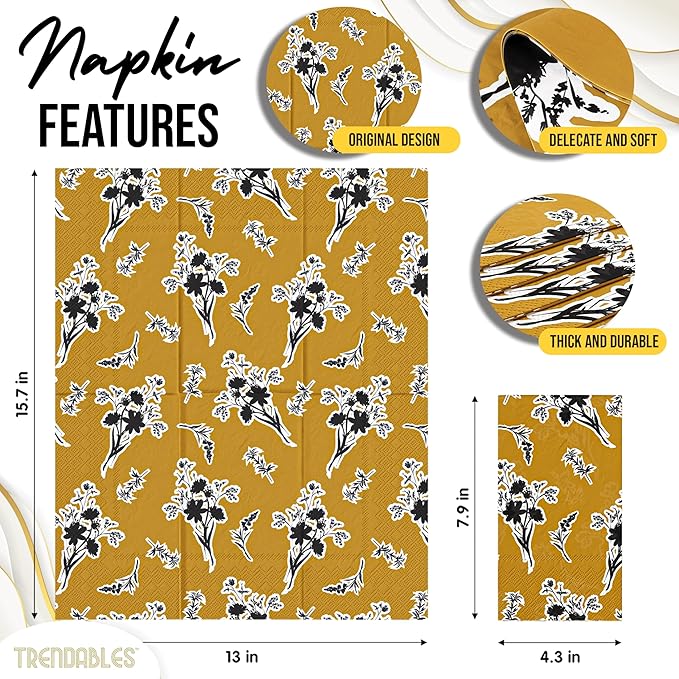 Trendables Floral Napkins for decoupage 100 Pcs 3 Ply floral paper napkins decorative Guest Towels Disposable Bathroom, Flower Design For Tea Party Decorations, Dinners & Weddings