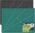 U.S. Art Supply 18" x 24" Self-Healing Cutting Mat 5-Ply (2 Pack) - Double-Sided Green/Black Craft Mat, Non-Slip Cutting Mats for Crafts, Sewing, Quilting, Scrapbooking