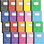 Seajan 20 Pack Composition Notebooks, Wide Ruled Paper, 7-1/2" x 9-3/4" Marble Hard Covers, 60 Sheets, Composition Notebooks Bulk for Students Back to School Adults Office Supplies(Colorful)