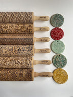 PALM TREE Embossing Rolling Pin with Tropical Pattern. Dough and Clay Roller for Embossed Cookies and Pottery. Cookie and Ceramic Stamp. Backing Gifts for Women by Algis Crafts