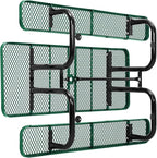 Global Industrial 6’L Rectangular Picnic Table, Expanded Metal, Green Thermoplastic Coating, Attached Benches, 1-1/2” Umbrella Pole Hole, Outdoor-Rated, 1000 lb Capacity, 72” x 30” Tabletop