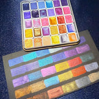 Mini Shifting Watercolor Paint Set, 30 Color Glitter Watercolor Painting Kit, Metallic Watercolor Paints, Solid Water Colors Paint Adult Set, Detail Paint Brush Included, for Artists