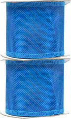 Sky Blue Burlap Ribbon 3 Inch 2 Rolls 20 Yards Unwired Rustic Jute Ribbon for Crafts, Mason Jars, Weddings, Party Decoration; by Mandala Crafts