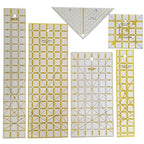 HONEYSEW Quilting Templates Acrylic Sewing Ruler with Non-Slip Rings for Quilting and Sewing Fabric Cutting Angles Rectangle Ruler (6PCS Set)
