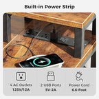 SUPERJARE 47 inch Reversible L Shaped Desk with LED Lights & Power Outlets, Computer Desk with Shelves & Monitor Stand, Gaming Desk with Drawer, Home Office Desk Corner Desk, Rustic Brown