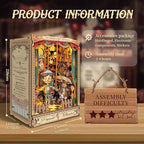 [2025 New] Puppet Theater Book Nook Kit with Dust Cover & LED Light, DIY Miniature House Kit Toy, 3D Wooden Puzzle Bookshelf Decor Building Kit, Birthday Gifts for Family & Friends