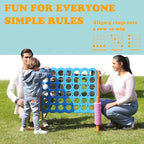 SDADI Height Adjustable Giant 4 in a Row Connect Game, 2-in-1 Jumbo 4-to-Score Game with Ring Toss Game Set, Indoor Outdoor Yard Game Party Game for Kids Adults and Family, Orange