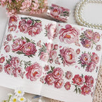 PET Tapes - Pink Flower Scrapbook Supplies, Transparent Floral Tapes for Junk Journal Planner