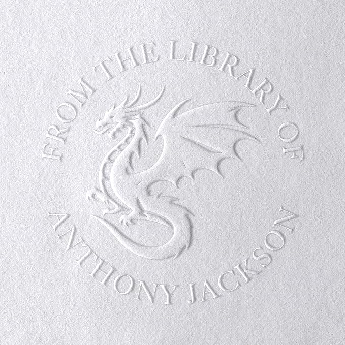 Dragon Book Embosser, Custom Round Library Book Embosser, Fantasty Fiction Dragon Ex Libris Embosser, Gift for Book Lover | Black or Pink Embosser (Dragon #1)