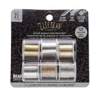 The Beadsmith Craft Wire Assortment - Tarnish-Resistant Copper Wire for Jewelry Making, 21 Gauge, 6-Pack, 0.75-Inch Mini Spools, 2 Yd Each, Assorted Colors & Shapes, Medium Temper