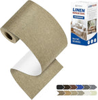 KING MOUNTAIN Linen Repair Patches, Self-Adhesive Linen Fabric Patches, 4 X 63 inch Extra Size, Multi Color, Can be Used for Linen Sofa Repair and Linen Clothes Repair (Flaxen)