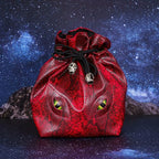 Large DND Dice Bag Leather Dice Storage Bag Red D&D Drawstring Pouch with Pockets for RPG Table Games - Can Hold 200+ Dice