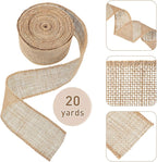 Chuangdi 20 Yard 3 Inches Burlap Ribbon Wide Jute Ribbon Natural Burlap Fabric Roll Wired Edge for Wreaths, Christmas Tree Decoration, Big Bow Crafts, Gift Wrapping, Wedding
