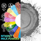 Silvery Mica Powder for Epoxy Resin，Natural Shimmer Mica Powder Used for Coloring car Spray Paint, Candles, soap, Eye Shadow, Lip Gloss, Nail Polish(50g/1.7oz)