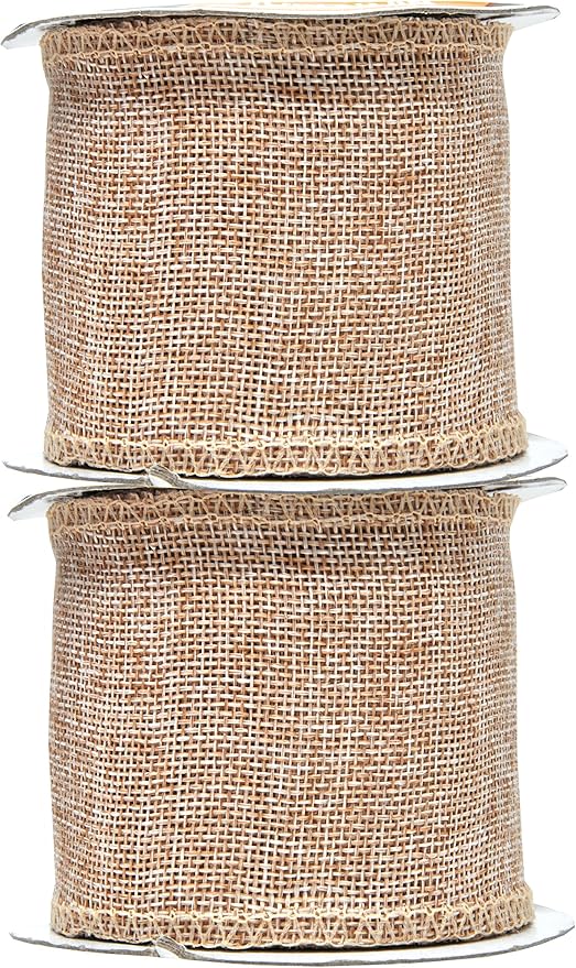 Mandala Crafts Natural Burlap Ribbon 3 Inches Wide Jute Ribbons for Crafts - 20 Yds Roll Rustic Burlap Wrap Trim Ribbons for Wreaths Bows Wedding Party Decoration