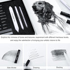 KALOUR 15 Pro Compressed Charcoal Drawing Set with Blending Stumps- Soft,Medium,Hard and White Charcoal - Charcoal Sticks for Drawing Sketching Shading - Art Supplies for Artists Beginners Adults