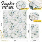 Trendables Sage Green Napkins for decoupage 200 Pcs 3 Ply Eucalyptus Napkins Decorative Guest Towels Disposable Bathroom, Flower Design For Tea Party Decorations, Dinners & Weddings