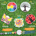 IFLOVE Paint Your Own Stepping Stones for Kids Craft Kits,Arts and Crafts for Kids Ages 4-8,5 Pack Painting Crafts for Girls Ages 8-12，Outdoor Toys Art Supplies Toddler Birthday Gift (Multicolored)