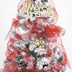 MEEDEE Red Gold Wired Ribbon - 2.5 Inch Sheer Ribbon with Gold Glitter Polka Dots for Christmas Tree, Wreath and Bow Making
