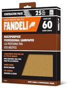Fandeli 36021 060 Grit Multipurpose Sandpaper Sheets, Brown , 9" x 11", 25-Sheet