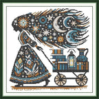 Threadhaven Cross-Stitch Kit 14CT Aida Counted Embroidery Complete Set with Fabric, Threads, Needles & Chart-Premium Beautiful Girls Design for Adults & Beginners- Knowledge is Power. 14.1''×14.1''