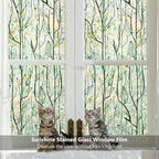 Finnez Window Privacy Film Window Film 3D No Glue Glass Sticker for Glass Door Home and Office Heat Control Anti UV (35.4 Inch x 6.5 Feet, Rainbow Grove)